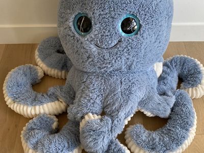 Octopus Stuffed Animal, Blue & White