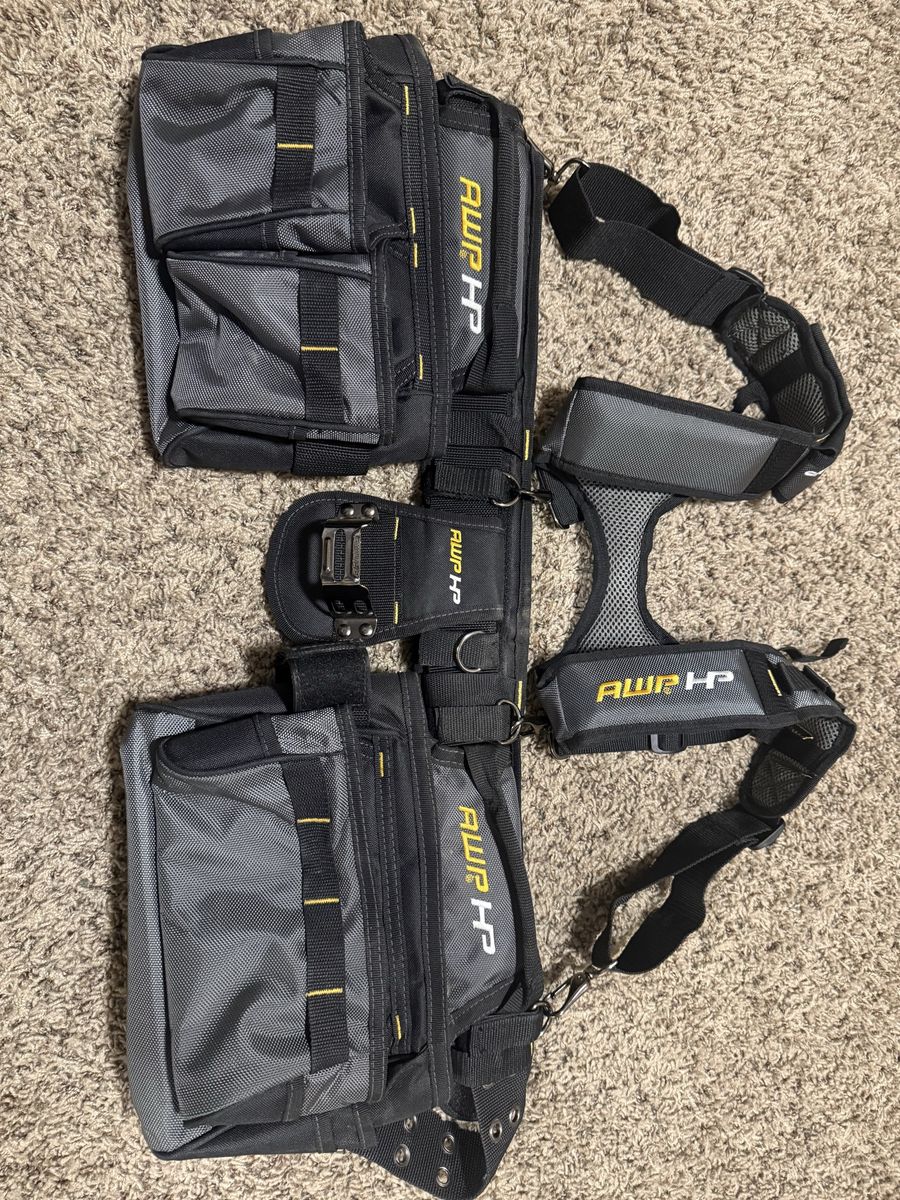 AWP HP Work Tool Belt Rig with Padded Suspenders and Pouches