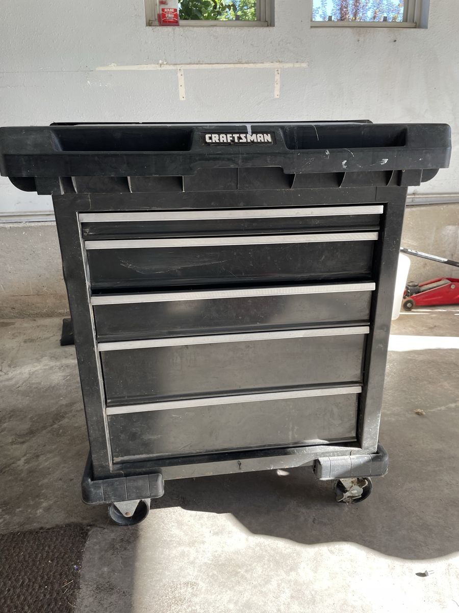 Craftsman Rolling Tool Box Cart with 5 Drawers - Black, Portable Storage