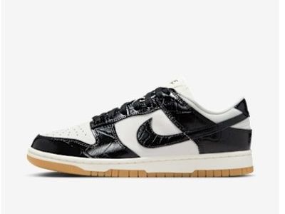 Nike Dunk Low LX Black/White Croc-Embossed Sneakers (W 10 / M 8.5) FJ2260-003 New