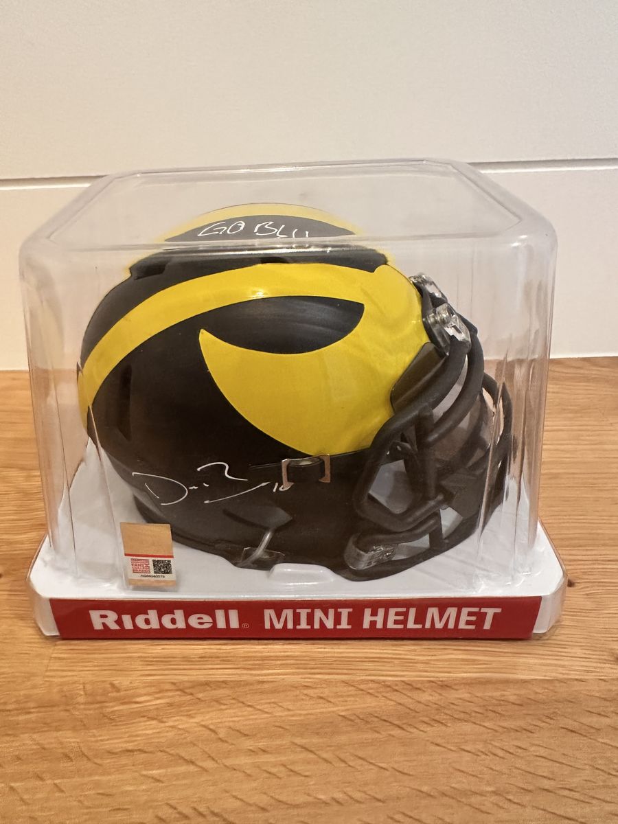 Devin Bush Signed Michigan Wolverines Mini Helmet with visor Prime Time Authenticated