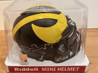 Devin Bush Signed Michigan Wolverines Mini Helmet with visor Prime Time Authenticated