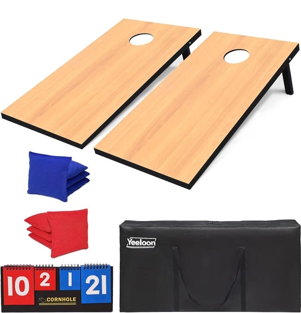 BRAND NEW CORNHOLE SET – REGULATION AND TAILGATE SIZE WITH 8 BEAN BAGS & CARRYING CASE