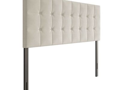 NIB Upholstered Headboard Twin Tufted Fabric Button Beige Adjustable - great for dorms!
