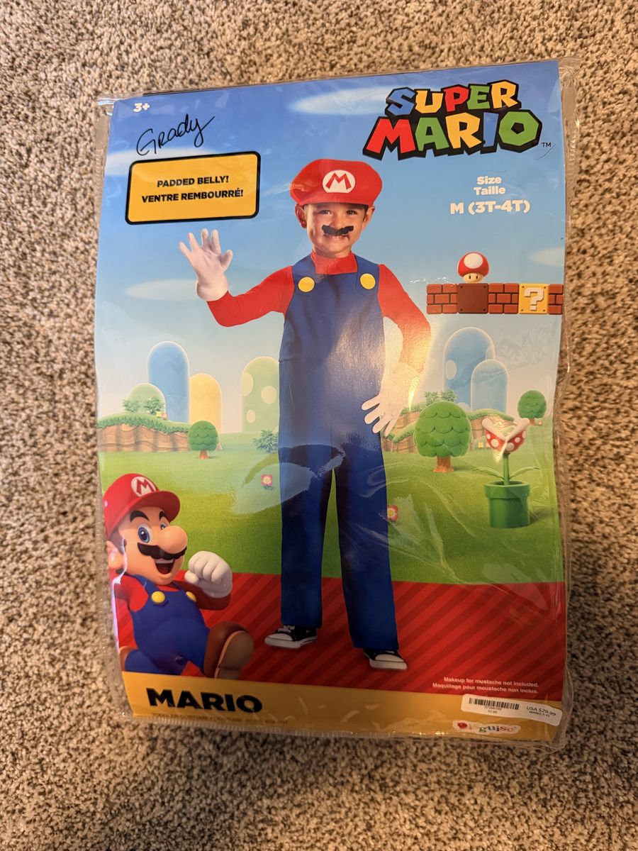 Super Mario Toddler Costume Size 3T-4T