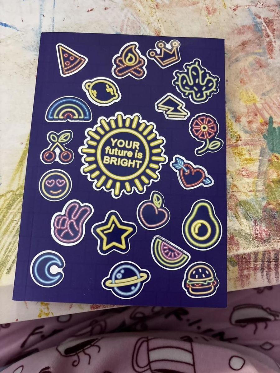 New "Your Future Is Bright" Neon Sticker Lined Journal Notebook