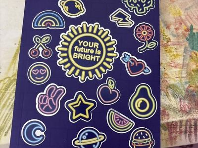 New "Your Future Is Bright" Neon Sticker Lined Journal Notebook
