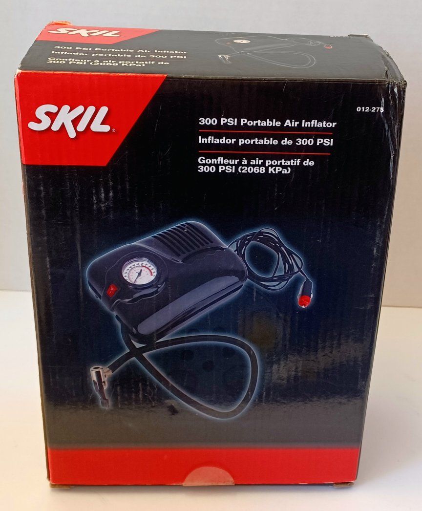 SKIL 012-275 300 PSI Portable Air Inflator with 3 Nozzle Adaptors, Compact Size