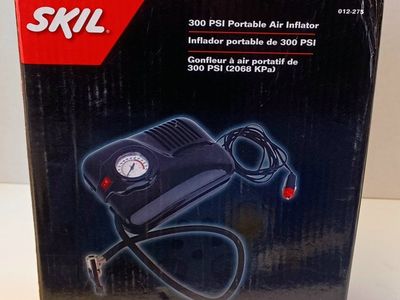 SKIL 012-275 300 PSI Portable Air Inflator with 3 Nozzle Adaptors, Compact Size