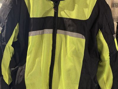 Vance Men's Motorcycle Jacket Size M - Hi-Vis Yellow/Black, Mesh, Removable Liner
