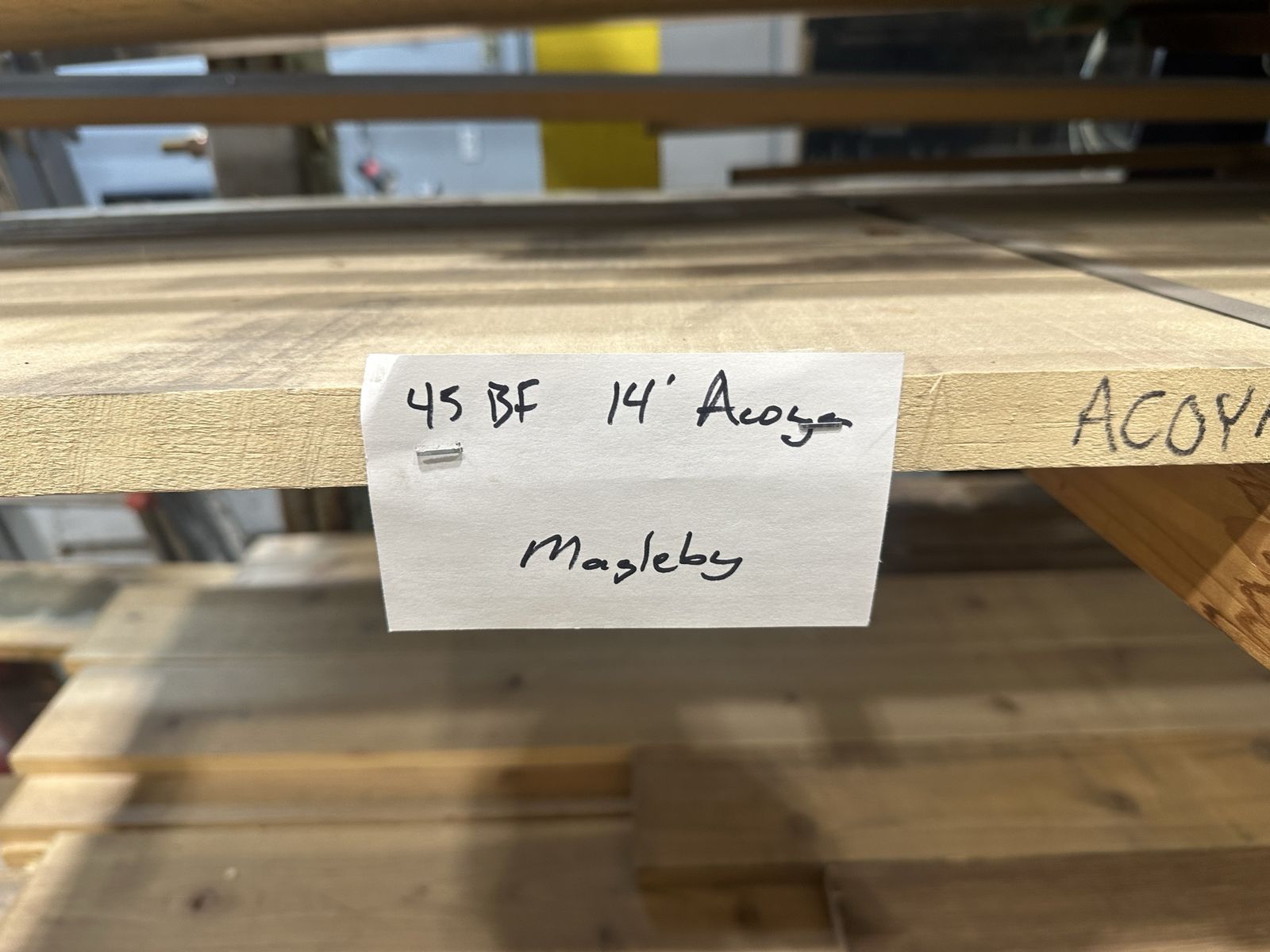 Acoya Wood Lumber 45 Board Feet 14' Length
