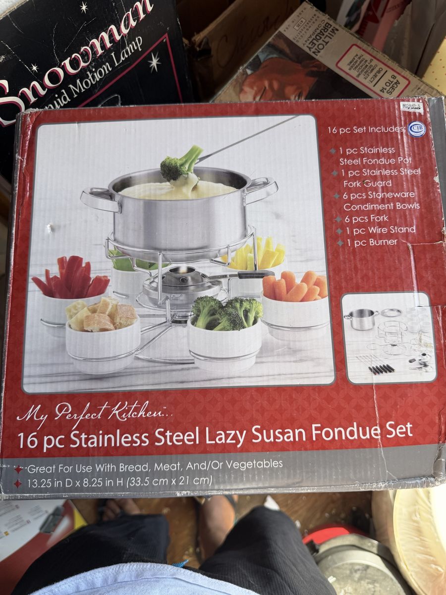 My Perfect Kitchen 16 pc Stainless Steel Lazy Susan Fondue Set