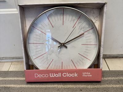 Deco Wall Clock White Marble Design