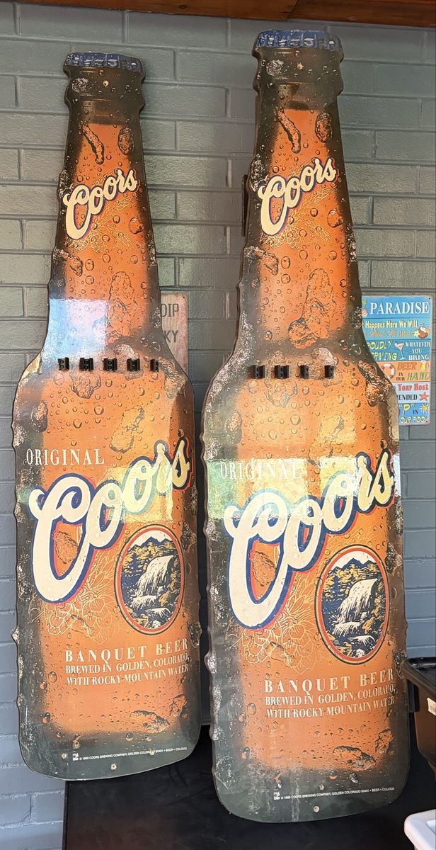 Vintage Coors Banquet Beer Large Bottle Store Display Sign 