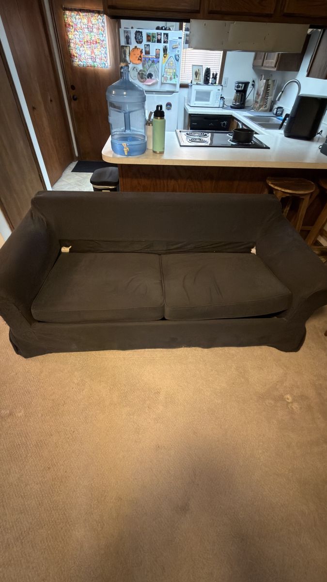 Black Fabric Couch with Removable Seat Cushions