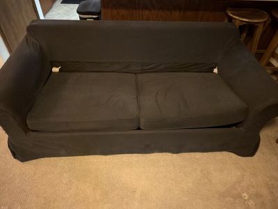 Black Fabric Couch with Removable Seat Cushions