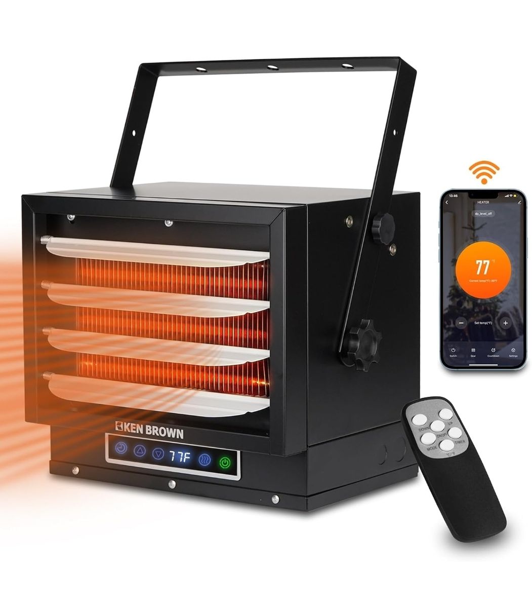 New Ken Brown 7500W Smart Electric Garage Heater with Wi-Fi & Remote Control