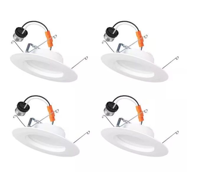 4-pack 5/6 in. Integrated LED Recessed Retrofit Light Trim with Selectable Color Temperature