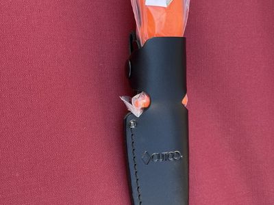 Cutco Orange Handle Hunting Knife with Sheath Model 5717H.