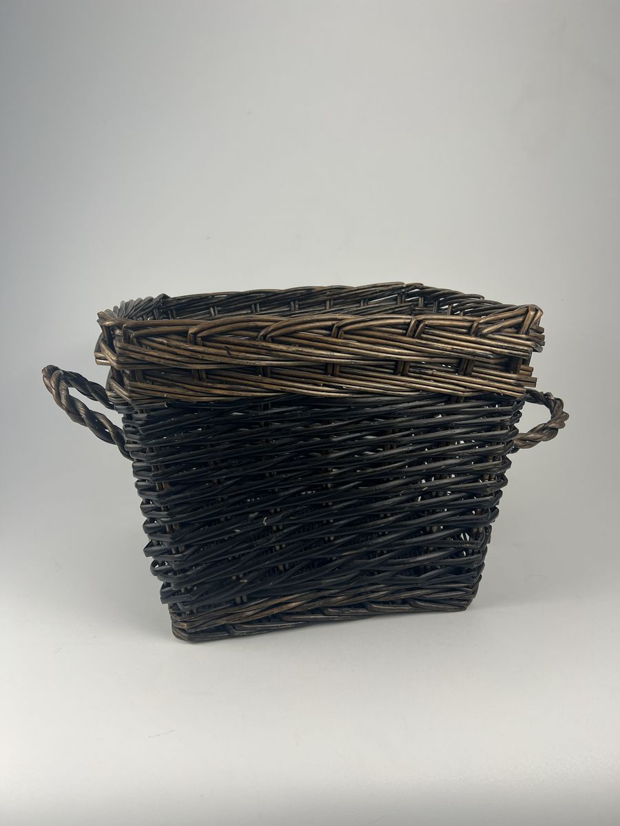 Large Woven Basket with Handles – Dark Brown Storage Bin