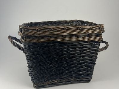 Large Woven Basket with Handles – Dark Brown Storage Bin