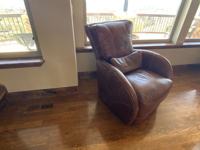 Stressed leather chair