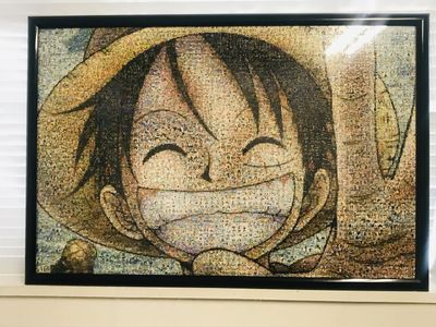 Anime One Piec finished puzzle + Picture Frame