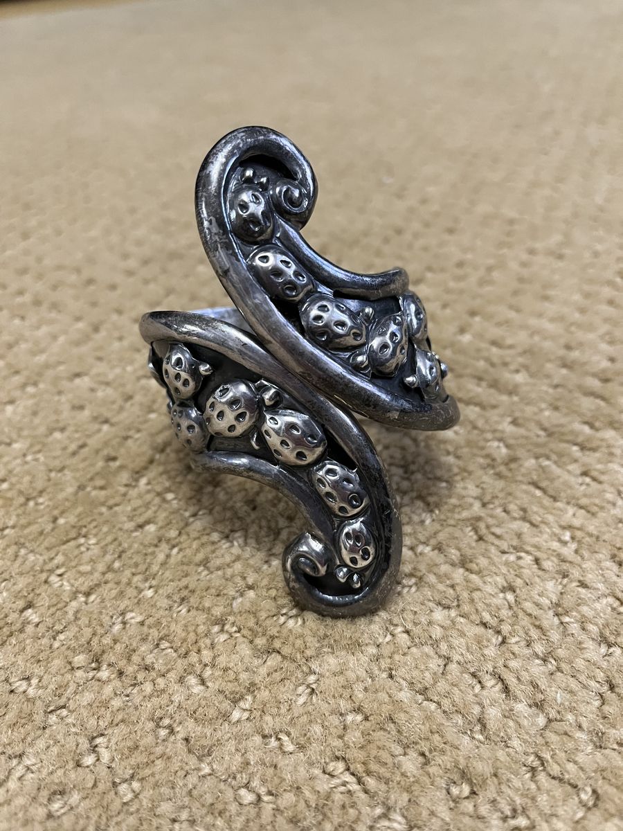 Vintage Mexican Sterling Silver Chunky 'Taxco' Bracelet - Cactus Pattern