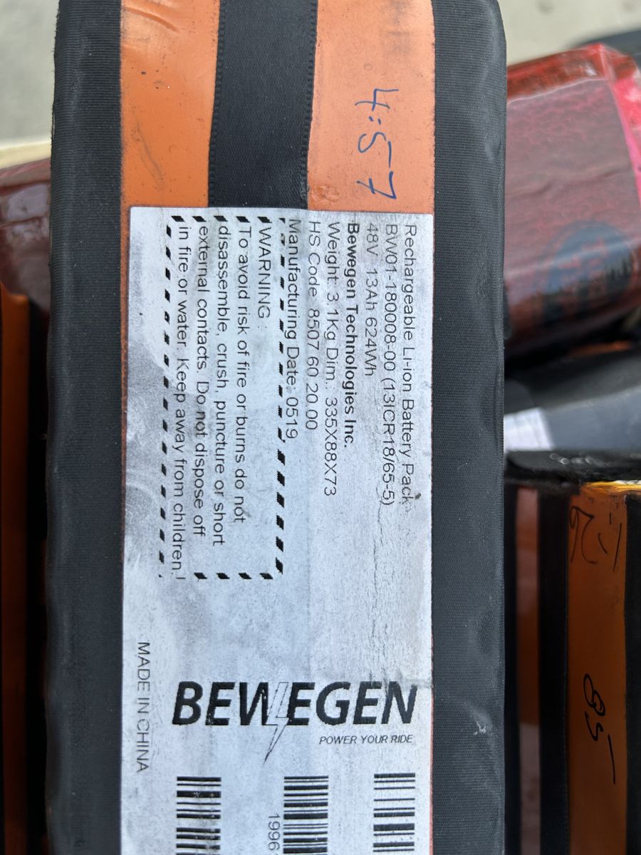 Ebike batteries Panasonic 18650 cells 48v. 13Ah