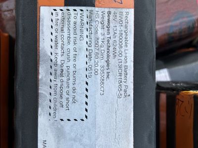 Ebike batteries Panasonic 18650 cells 48v. 13Ah