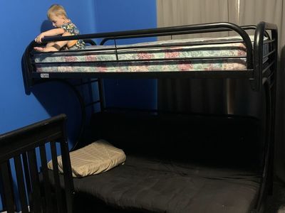 Bunkbed. Twin on top. Futon on bottom.
