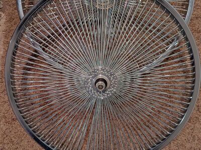 Bike 24" chrome spoke rims 2 fronts and one back/bicycle/lowrider/Schwinn/three wheeler/trike