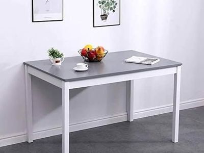 SogesHome Dining Table White grey Table Only