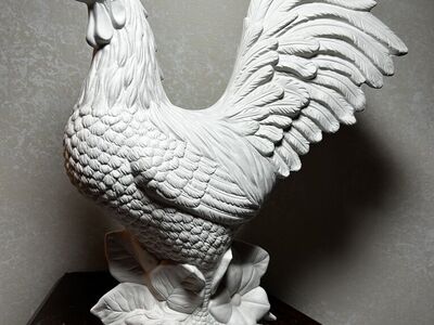 Large Rooster Chicken Bisque CeramIc Bird Decor