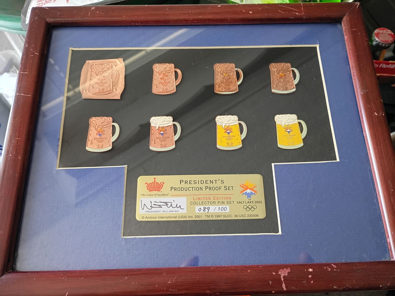 Very rare 2002 salt lake Olympic pin Beer Mug set!