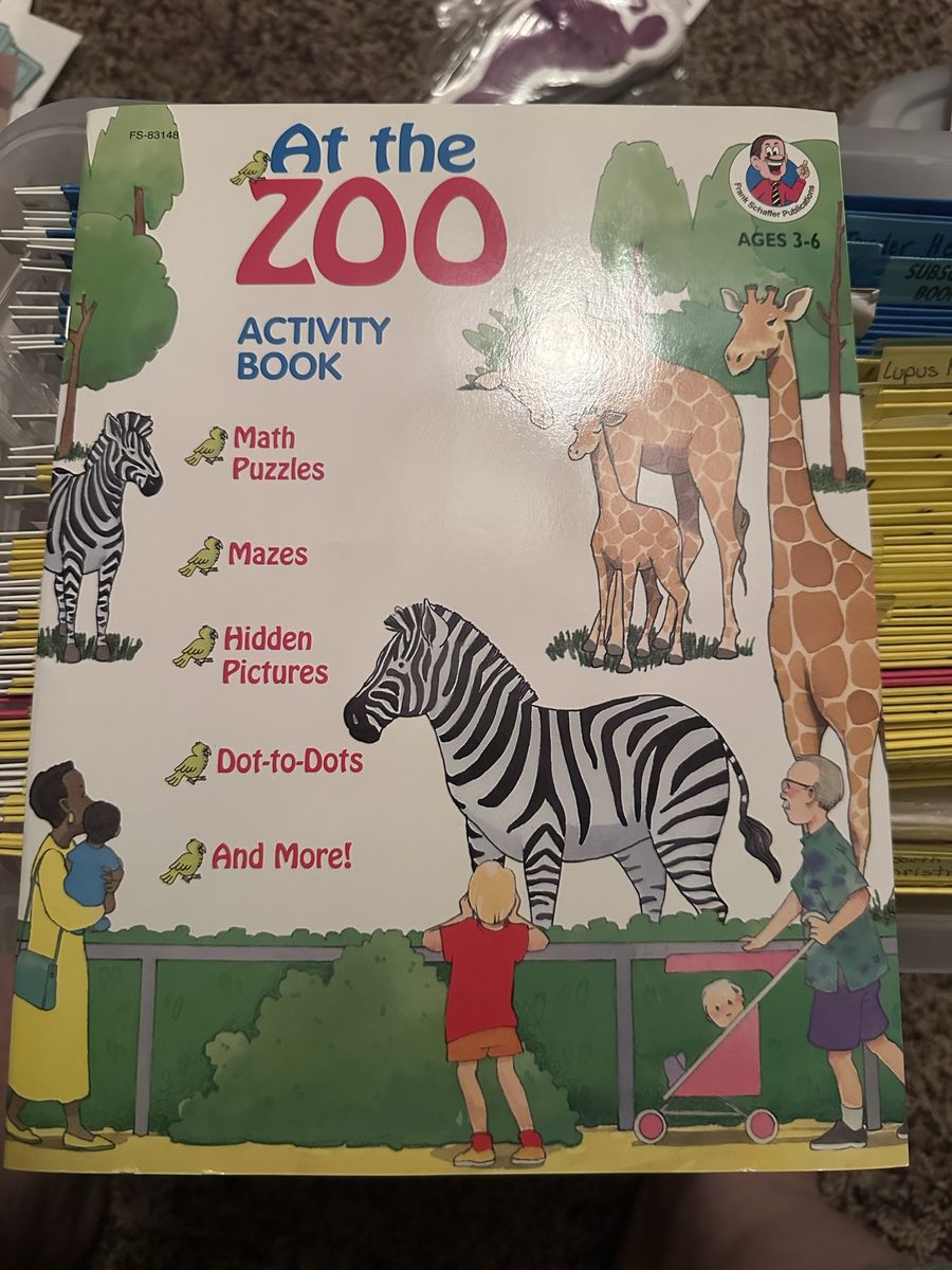 Frank Schaffer Publications At the Zoo Activity Book Ages 3-6: Math, Mazes, Dot-to-Dots, Hidden Pictures
