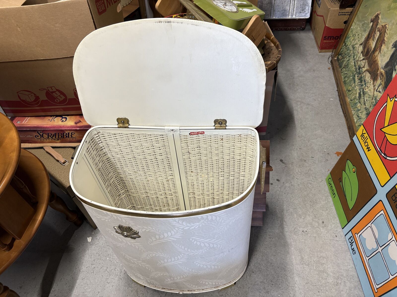 Vintage Mid Century modern Perl Wick laundry hamper MCM laundry basket, bathroom