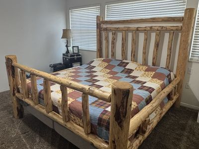 Rustic Rustic Natural Solid Wood Log Bed Frame - King/Cal king