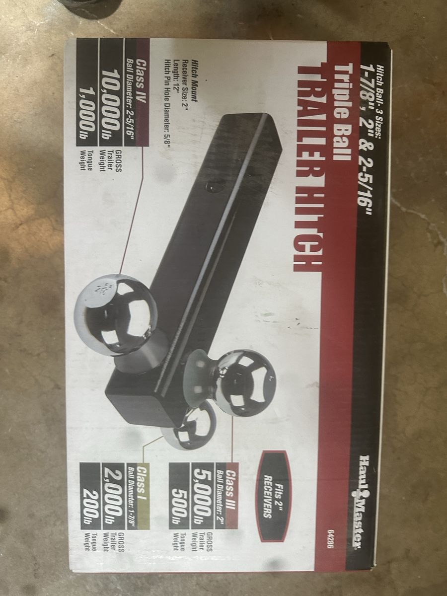 HaulMaster Triple Ball Trailer Hitch with 1-7/8", 2" & 2-5/16" Balls - Class I, III, IV