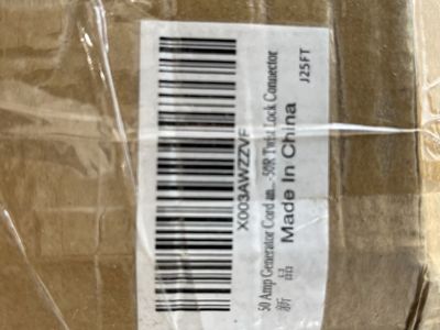 50 Amp Generator Cord with 50R Twist Lock Connector - 25FT, New