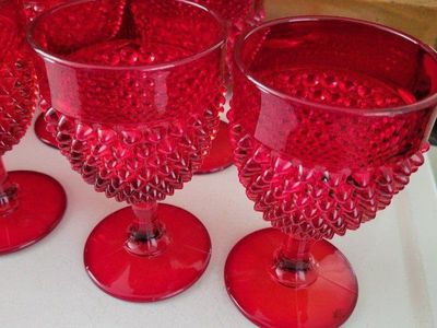 Red Hob Nail Goblets
