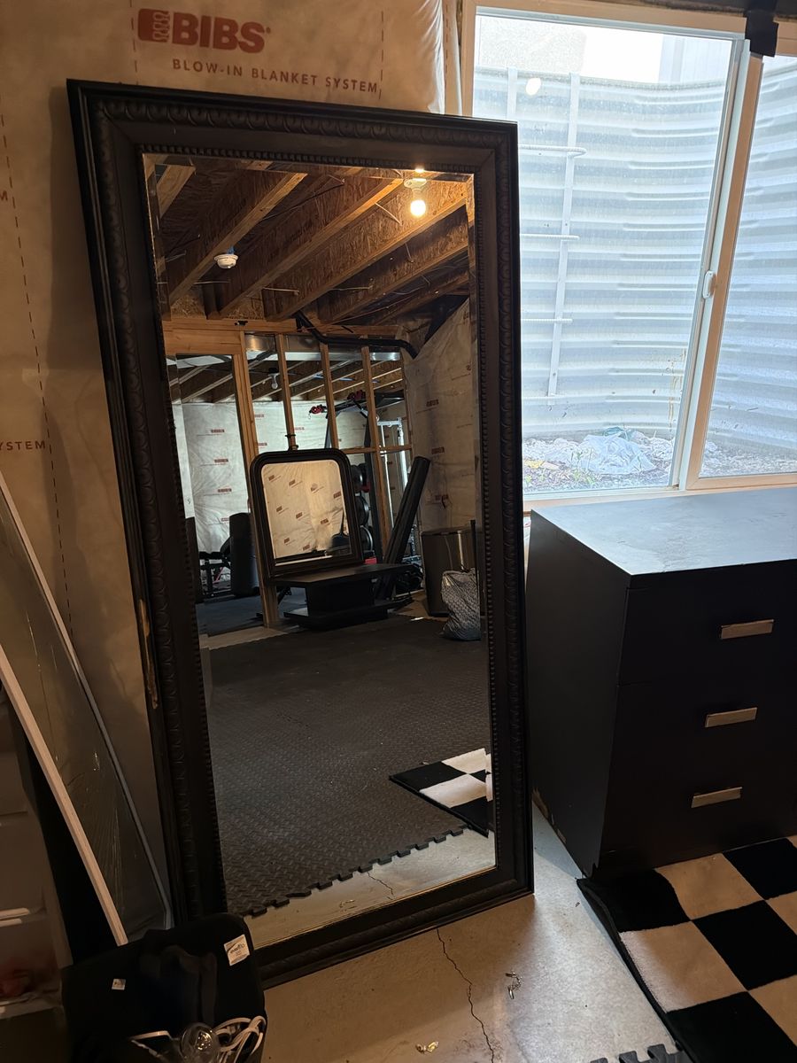 Large Black Ornate Full-Length Floor Mirror - Elegant Home Decor Accent