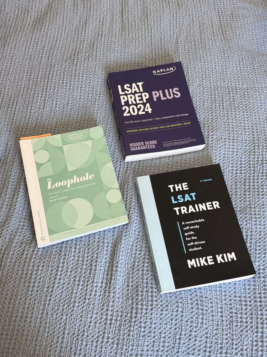LSAT Prep Book Bundle: The LSAT Trainer 4th Ed, The Loophole, Kaplan LSAT Prep Plus 2024