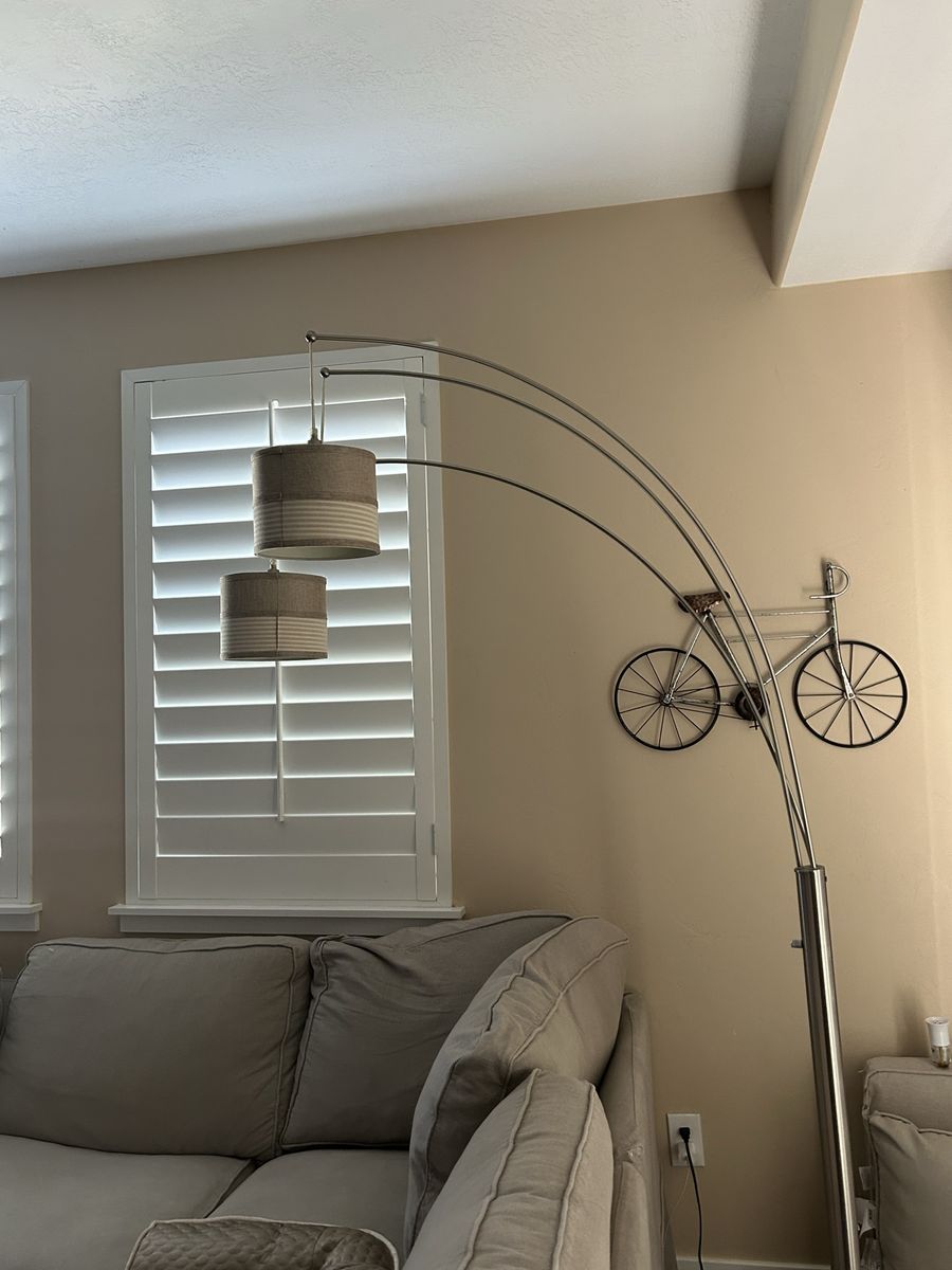 Arc Floor Lamp with Dual Fabric Shades - Modern Design
