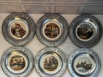 Vintage 1973 Great American Revolution 1776 Pewter Collector Plates Set of 6 Canton Ohio