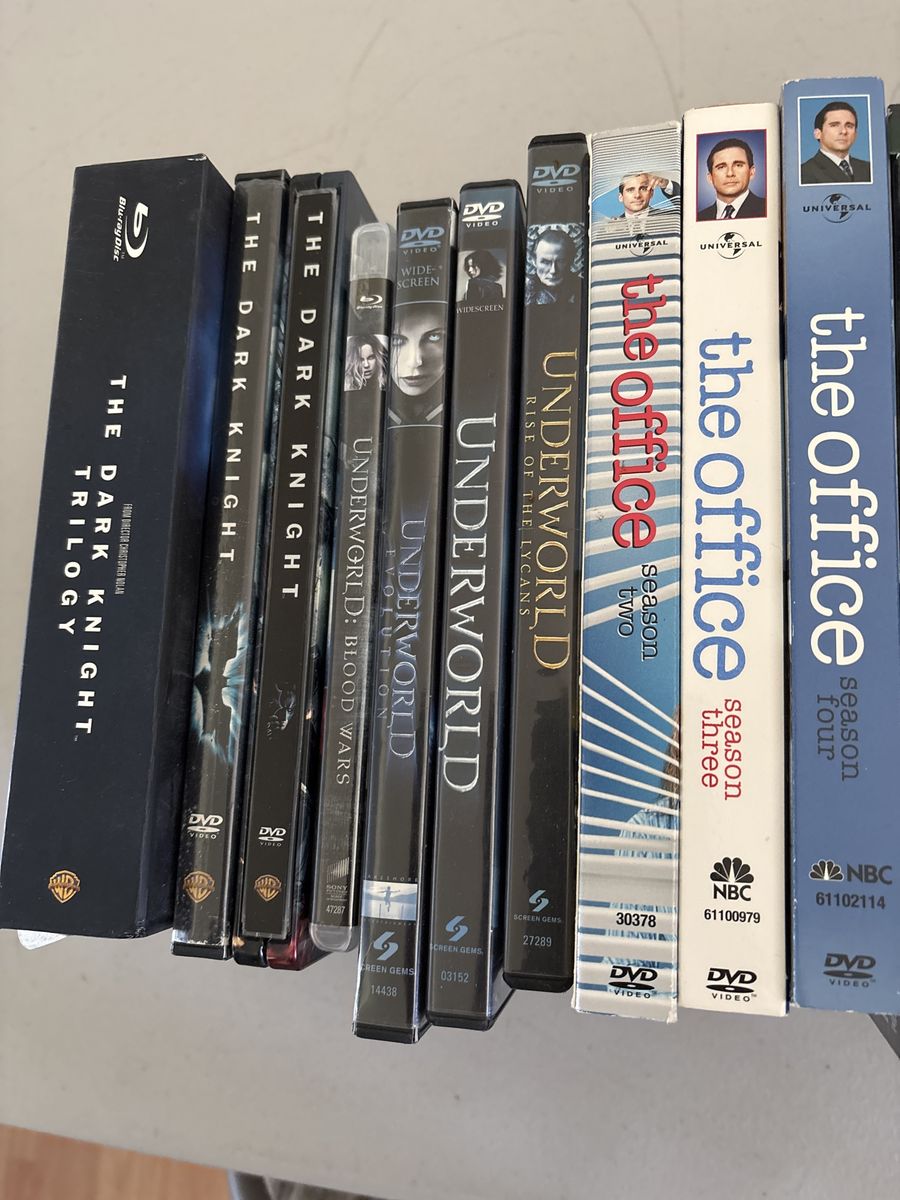 The Dark Knight Trilogy (Blu-ray), Underworld Series, The Office Seasons 2-4 (DVDs) Action Fantasy Comedy