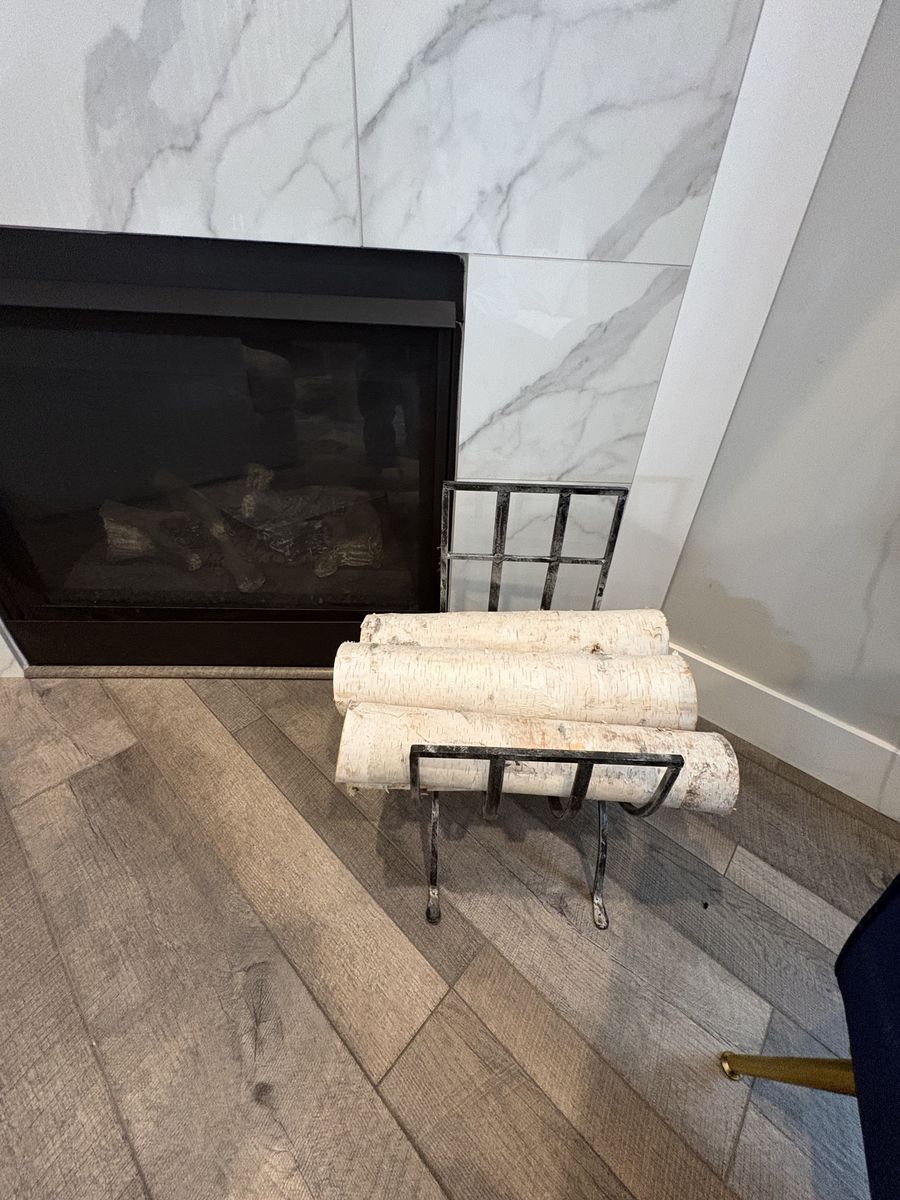White Birch Firewood Logs + Decorative Log Holder – Cozy Accent Set