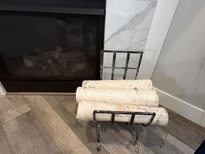 White Birch Firewood Logs + Decorative Log Holder β Cozy Accent Set