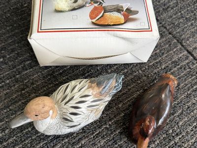 Vintage Hand Painted Miniature Duck Decoy Figurines Set with Original Box