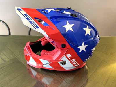 LS2 Motocross Helmet Red White Blue Stars & Stripes MX ATV UTV Off-Road Full Face